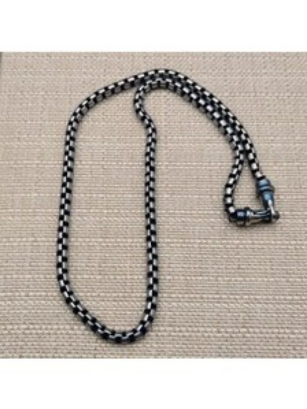 24 Inch Two-Tone Stainless Steel Round Box Chain Necklace with Shackle Clasp B14
